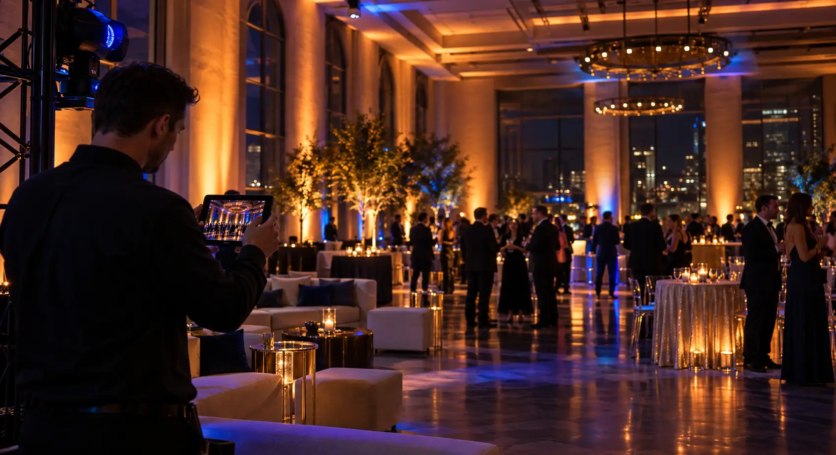 Event lighting portfolio showing a completed setup